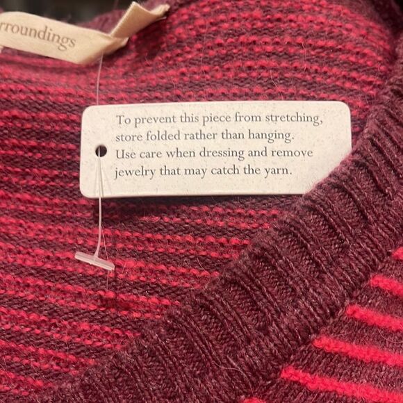 Soft Surroundings Textured Bell Flower Sweater Pink Ribbed Casual Jacquard Sz L - Picture 10 of 11